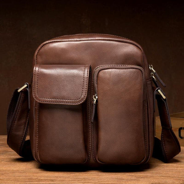 Cool Brown Leather Vertical Side Bags Messenger Bag Brown Courier Bag –  imessengerbags