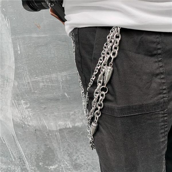 ZJ Badass Stainless Steel Mens Triple Layer Long Pants Chain Wallet Chain for Men