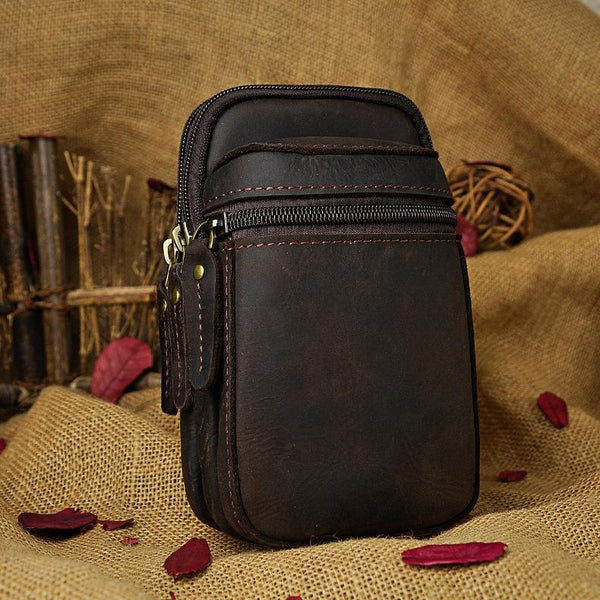 Leather Mens Belt Pouch Small Cases Waist Bags Belt Bag Shoulder Bag f