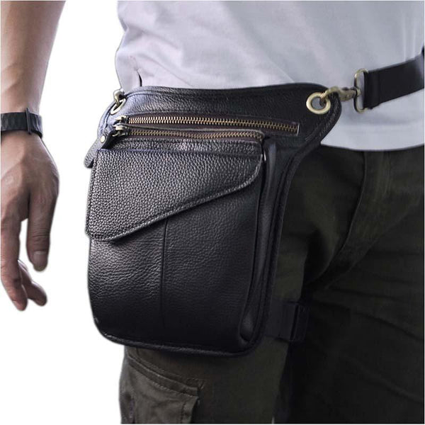 Leather Drop Leg Bag Belt Pouch Mens Waist Bag Shoulder Bag for