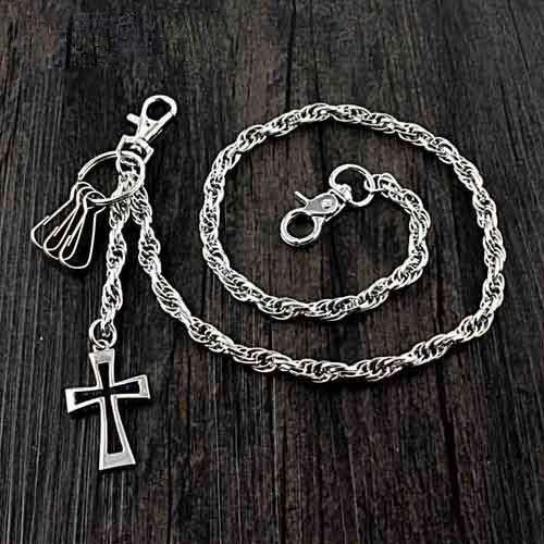 26'' Metal CROSS BIKER SILVER WALLET CHAIN LONG PANTS CHAIN SILVER Jea –  imessengerbags