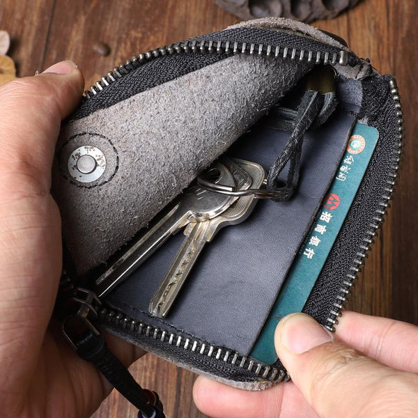 TIERPOP Vintage Genuine Leather Car Key Holder Men Leather Key Wallet  Keychain Men Bag 