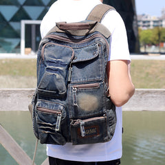 new jeans backpack Mens 14 inches Denim Backpack Denim Backpack Purse Womens Denim Backpacks Vintage Denim Backpack