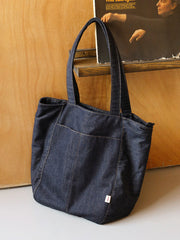 Women Blue Denim Shopper Tote Bag Denim Large Tote Shoulder Bag Handbag for Men