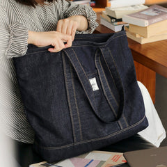 Womens Blue Denim Large Tote Bag