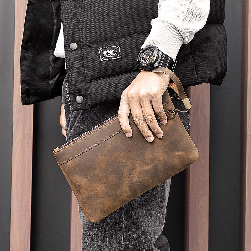 Leather Male Pouch Bags Leather Clutch Bag for Men Vintage Leather Clutch Bag Male Mens Clutch Bag