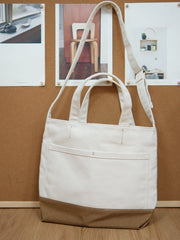 Womens Canvas Tote Bag White&Khaki Canvas Handbag 