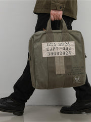 Canvas Mens Pilot Handbag Army Green Canvas WWII Bag Canvas Army Vertical Weekender Bag Travel Bag for Men