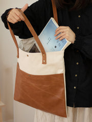 Canvas Leather Tote Bag for Men