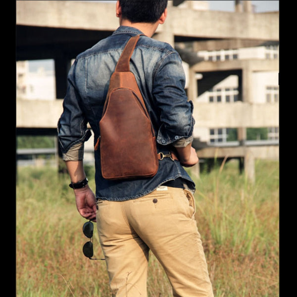 Cool Leather Sling Bag for Men crossbody chest bags Mens Leather Sling Bag Men's Leather Sling Bag