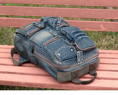 cool travel backpacks​ Mens 14 inches Denim Backpack Denim Backpack Purse Womens Denim Backpacks Vintage Denim Backpack