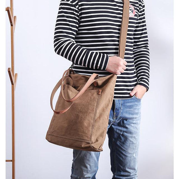 men's tote bags for work Khaki Mens Canvas Tote Tote bag On Shoulder Mens Canvas Work Tote Bags for Men