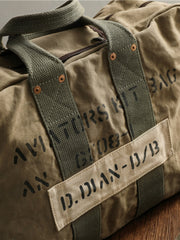 Khaki Canvas Mens Pilot Bag Canvas WWII Bag Canvas Army Weekender Bag Travel Bag for Men