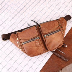 Best Leather Leather Belt Bag Fanny Pack Men's Brown Chest Bag Leather Hip Bag Waist Bag For Men