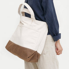 Womens Canvas Tote Bag White&Khaki Canvas Handbag Womens Canvas Tote Bag White&Khaki Canvas Handbag 