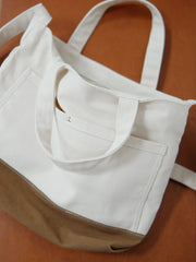 Womens Canvas Tote Bag White&Khaki Canvas Handbag Canvas Tote Bags for Men