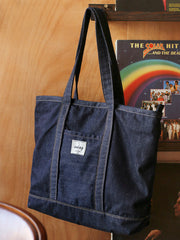 Womens Blue Denim Large Tote Bag