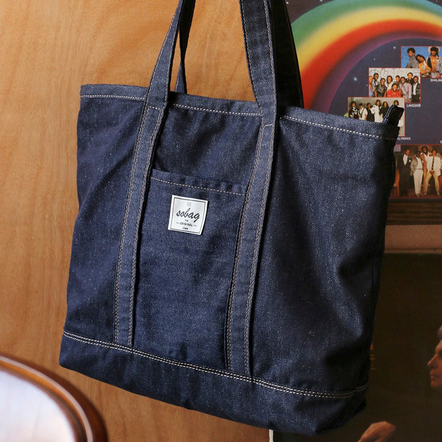 Womens Blue Denim Large Tote Bag