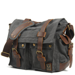 canvas shoulder purse​ 14'' Canvas And Leather Messenger Bag Mens Canvas Courier Bag Canvas Messenger Bags