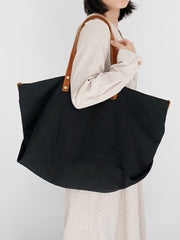 Women Black Canvas Large Shopper Tote Bag Black Canvas Tote Shoulder Bag Handbag for Mens