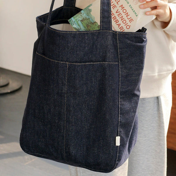 Women Blue Denim Shopper Tote Bag Denim Large Tote Shoulder Bag Handbag for Men