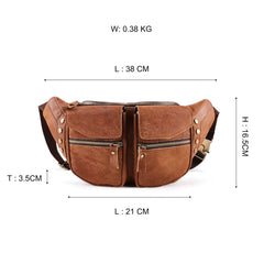 Brown Leather Hip Bag Leather Fanny Pack Men's Brown Chest Bag Leather Belt Bag Waist Bag For Men