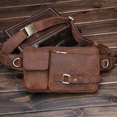 Top leather belt bag Leather Fanny Pack Men's Leather Chest Bag Belt Bag Leather Waist Bag For Men