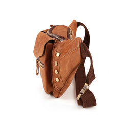 Leather Belt Bag Waist Bag For Men Leather Fanny Pack Men's Brown Chest Bag Leather Hip Bag 