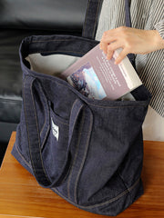 Womens Blue Denim Large Tote Bag