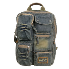 jean book bag​ Mens 14 inches Denim Backpack Denim Backpack Purse Womens Denim Backpacks Vintage Denim Backpack