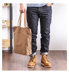 best men's tote bags Khaki Mens Canvas Tote Tote bag On Shoulder Mens Canvas Work Tote Bags for Men