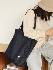 Women Blue Denim Shopper Tote Bag Denim Large Tote Shoulder Bag Handbag for Men