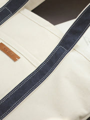 Inside of Mens White&Blue Canvas Stachel Tote Bag 