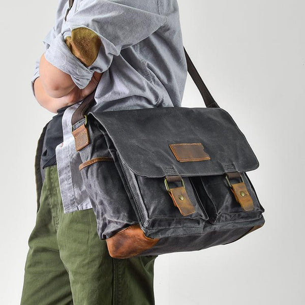 best men's messenger bag Waxed Canvas Messenger Bag Mens WaterProof Canvas Messenger Bag 13'' Laptop Messenger Bag