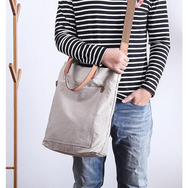 best men's tote bags White Mens Canvas Tote Tote bag On Shoulder Mens Canvas Work Tote Bags for Men