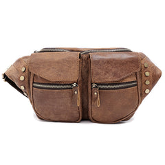 Brown Leather Belt Bag Crossbody Leather Fanny Pack Men's Brown Chest Bag Leather Hip Bag Waist Bag For Men