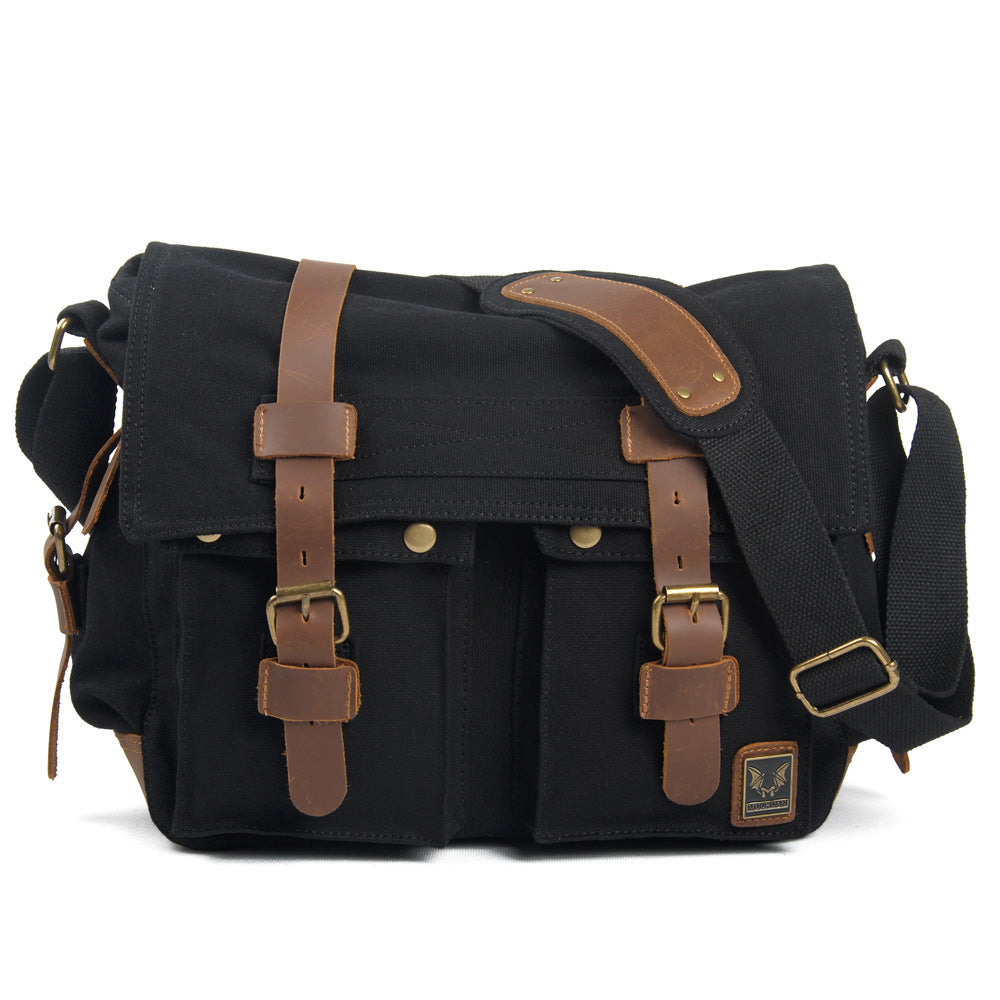 mens canvas bags​ 14'' Canvas And Leather Messenger Bag Mens Canvas Courier Bag Canvas Messenger Bags