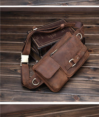 Brown Leather Belt Bag Mens Fanny Pack Men's Leather Chest Bag Leather Waist Bag For Men