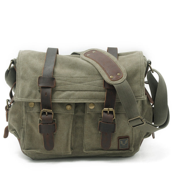 men commuter bag 14'' Canvas And Leather Messenger Bag Mens Canvas Courier Bag Canvas Messenger Bags