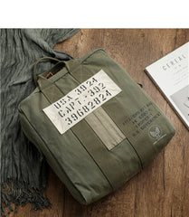 Army Green Canvas Mens Pilot Handbag Canvas WWII Bag Canvas Army Vertical Weekender Bag Travel Bag for Men