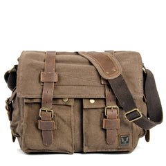 male satchel bag​ 14'' Canvas And Leather Messenger Bag Mens Canvas Courier Bag Canvas Messenger Bags