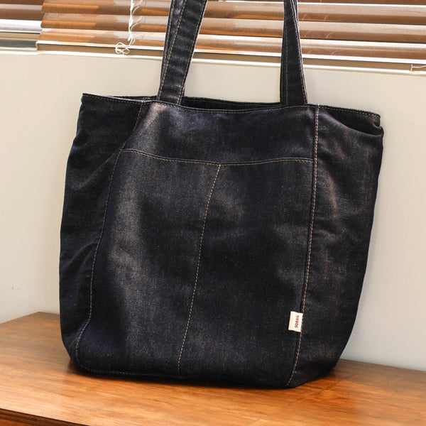 Women Blue Denim Shopper Tote Bags Denim Large Tote Shoulder Bag Handbag for Men