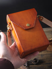 box bag purse Handmade Leather Box Bag Mens Crossbody Cell Phone Purse Crossbody Womens Leather Phone Crossbody Bag