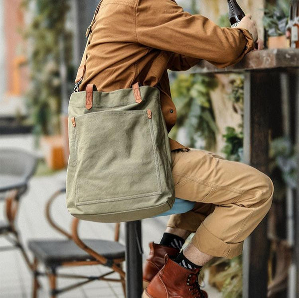 mens canvas tote bags Green Mens Canvas Tote Tote bag On Shoulder Mens Canvas Work Tote Bags for Men