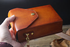 phone purse case Handmade Leather Box Bag Mens Crossbody Cell Phone Purse Crossbody Womens Leather Phone Crossbody Bag