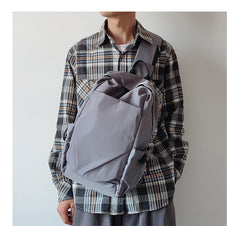 Nylon Gray Large Sling Bag For Men