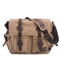 laptop messenger bag men​ 14'' Canvas And Leather Messenger Bag Mens Canvas Courier Bag Canvas Messenger Bags