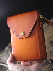 purse for phone Handmade Leather Box Bag Mens Crossbody Cell Phone Purse Crossbody Womens Leather Phone Crossbody Bag