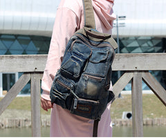 light travel backpack​ Mens 14 inches Denim Backpack Denim Backpack Purse Womens Denim Backpacks Vintage Denim Backpack