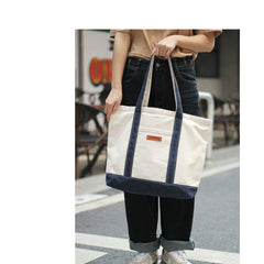 Mens White&Blue Canvas Stachel Tote Bag 